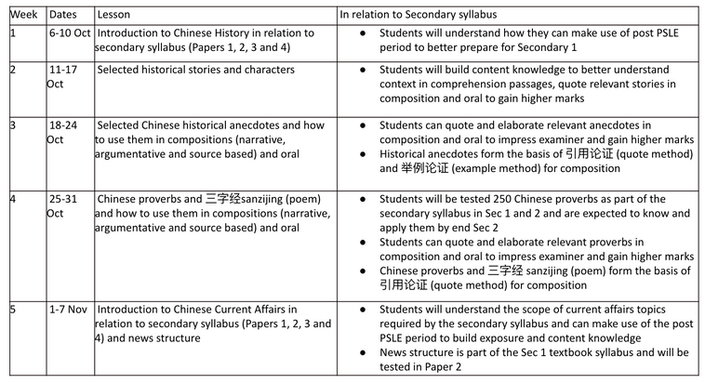 Sec 1 Chinese preparatory programme (A)